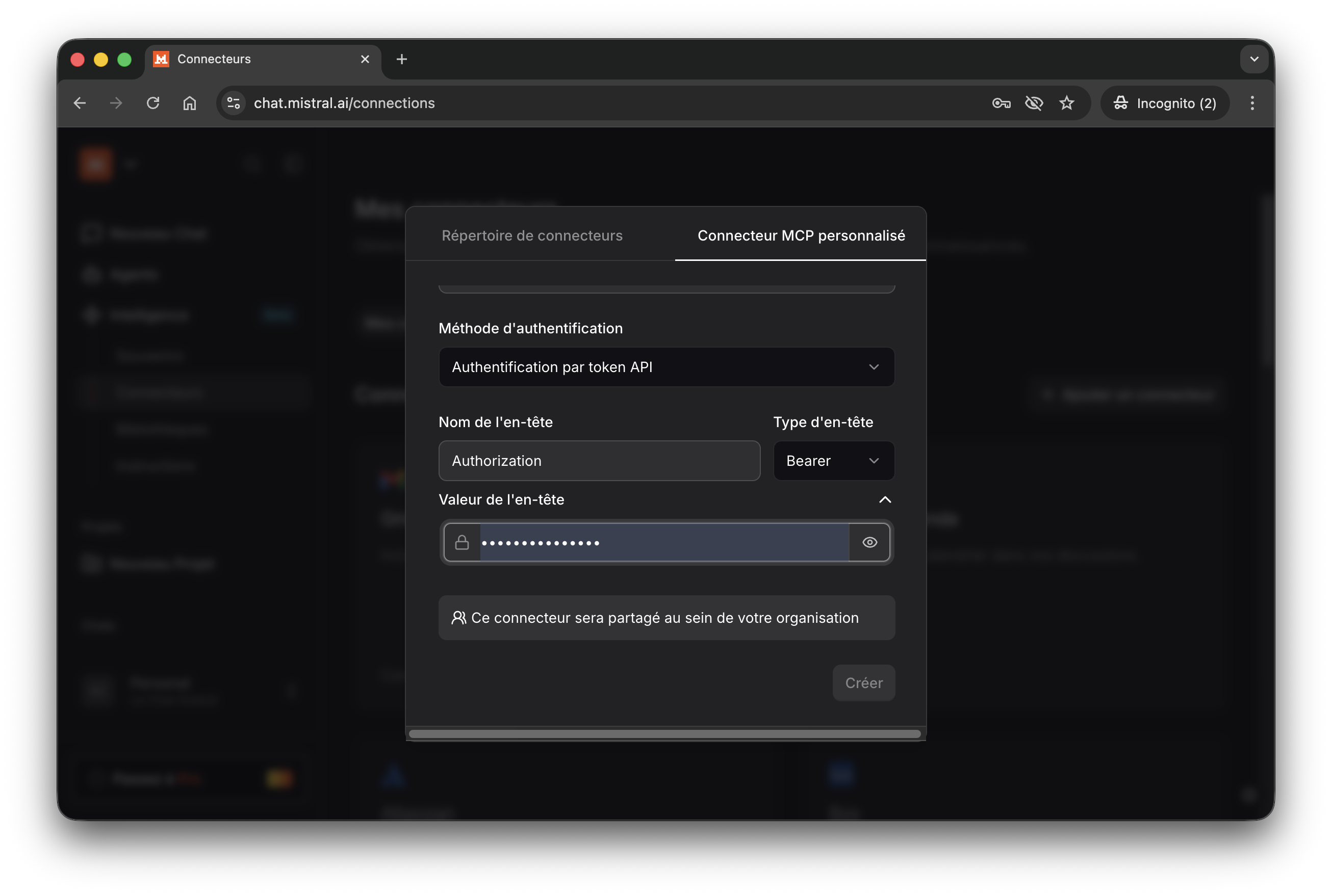 Le Chat — paste API key