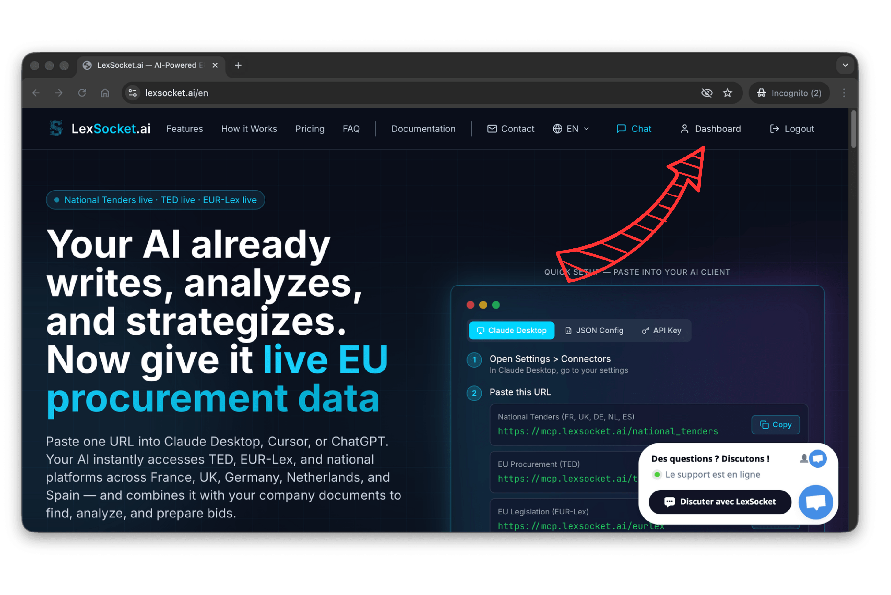 LexSocket dashboard link