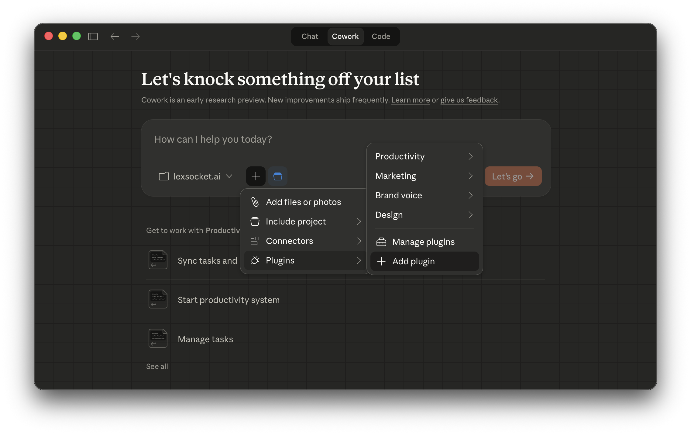Open the plugin menu
